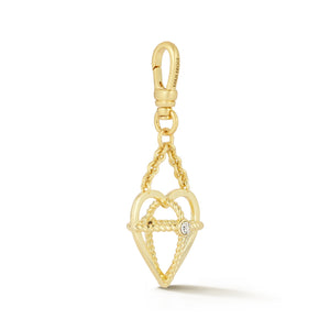 18K Gold-Plated Crystal Open Heart Charm