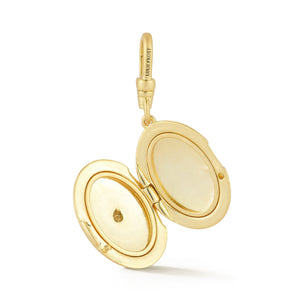 18K Gold-Plated Crystal Oval Locket Charm