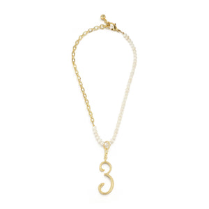 18K Gold-Plated Pearl Plaza Elizabeth Half N' Half Chain Short Necklace