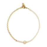 18K Gold-Plated Pearl Plaza Elizabeth Half N' Half Chain Short Necklace