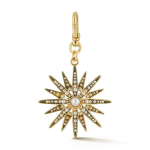 18K Gold-Plated Pearl Radiant Star Charm - Gold/Pearl