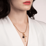 18k Gold-Plated Plaza Bond Chain & Nina Crystal Heart Short Necklace Set