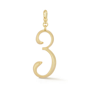 18K Gold-Plated Plaza Large Number 3 Charm