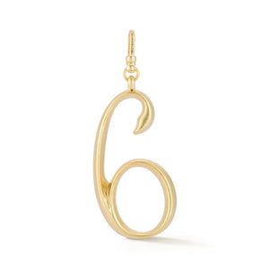 18K Gold-Plated Plaza Large Number 6 Charm