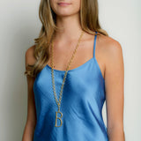 18K Gold-Plated Plaza Oval Round Chain Long Necklace