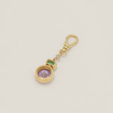 Vintage Amethyst Emerald Diamond Charm Pendant in 14/10 Karat Gold