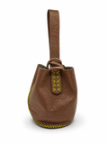 Volta Atelier Tan Snake-Embossed Leather Wristlet Bag
