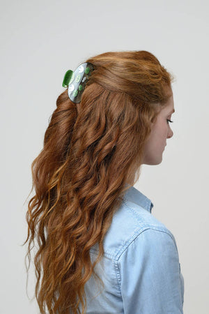 Nimue Pond with Lotus Flowers and Fish Acetate Hair Claw