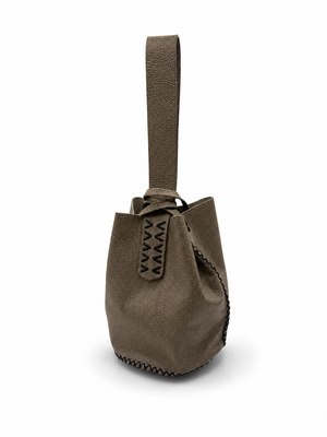 Volta Atelier Olive Distressed Leather Wristlet Bag