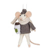 Mouse with Coffee Ornament-Grey-5"H