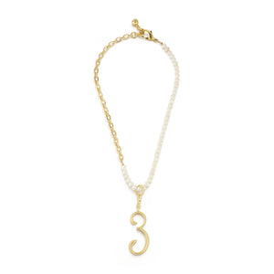 18K Gold-Plated Pearl Plaza Elizabeth Half N' Half Chain Short Necklace