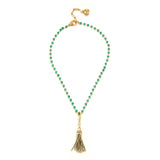 14K Gold-Plated Natural Green Onyx Wire-Wrapped Necklace (Copy)