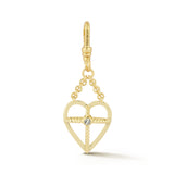 18K Gold-Plated Crystal Open Heart Charm