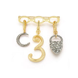 Mixed Metal Crystal Crescent Moon Charm