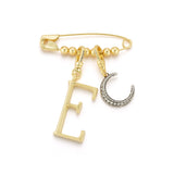 Mixed Metal Crystal Crescent Moon Charm