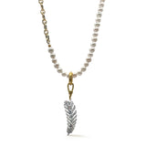Mixed Metal Crystal Angel Feather Charm