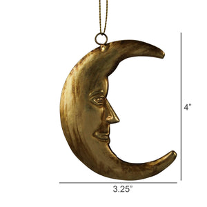 Moon Face Ornament, Antique Gold