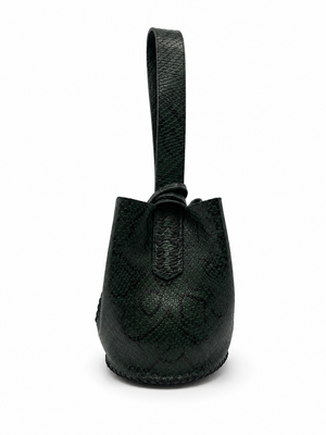 Volta Atelier Dark green Snake-Embossed Leather Wristlet Bag