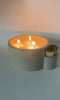 Concrete 3 Wick Candle with Match Holder