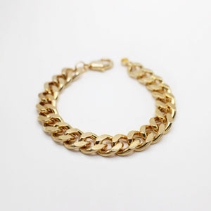 80's Style Chunky Goldplated Brass Curb Chain Bracelet