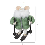 Mouse in Parka on Skis Ornament, Felt