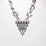 Santa Fe Silver Plated Glass Crystal Satellite Pendant Necklace