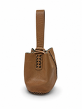 Volta Atelier Camel Snake-Embossed Leather Wristlet Bag