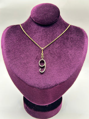 Frost Fine 10k & Diamond Pavé  Number 9 Charm