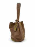 Volta Atelier Tan Snake-Embossed Leather Wristlet Bag