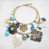Tanq and Tonique Cool Blues Charm Cocktail Necklace