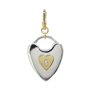 Folly Mixed Metal Liquid Silver and Gold Heart Padlock Charm