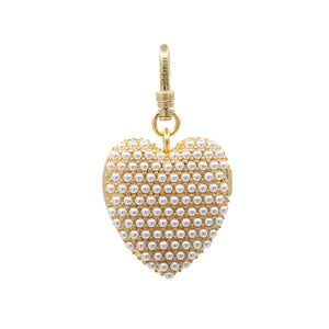 Studded Pearl Heart Locket Charm