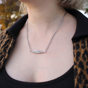Datura Glass Crystal Silver Bar Necklace
