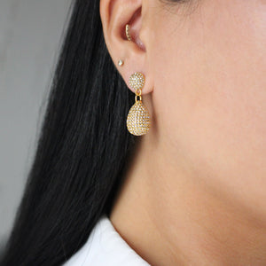 Pavé Crystal Egg Double Drop Stud Earring