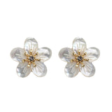 Hand Carved Mother of Pearl Camellia Stud