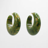 Vintage Marbled Spring Green Bakelite Puffy Hoop Earring