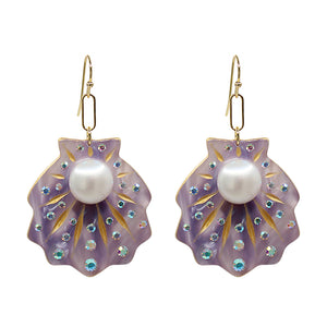 Pearl of a Girl Lavender Resin Freshwater Coin Pearl Earrings