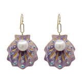 Pearl of a Girl Lavender Resin Freshwater Coin Pearl Earrings