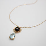 Lulu Frost Fine Onyx Diamond & Aquamarine Droplet Pendant Necklace