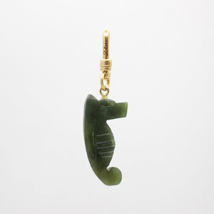 Elizabeth Handcarved Spinach Jade Seahorse Charm