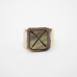 Elizabeth Vintage 1930's Handcarved Mother of Pearl Prison Art Layered Ring