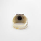 Elizabeth Vintage 1930's Handcarved Mother of Pearl Prison Art Layered Ring