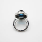 Elizabeth Seeing Eye Cerulean Blue and Black Faceted Glass Cocktail Ring