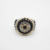 Elizabeth Blue Goldstone Caviar Crystal Domed Cocktail Ring