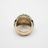 Elizabeth Blue Goldstone Caviar Crystal Domed Cocktail Ring