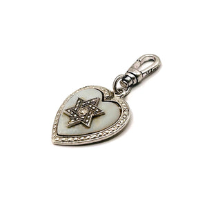 Vintage Sterling Silver Mother of Pearl Star of David Heart Charm