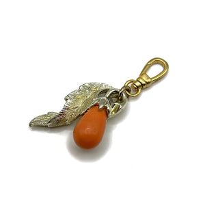 Vintage 1960's Orange Coral Resin Teardrop Leaf Charm