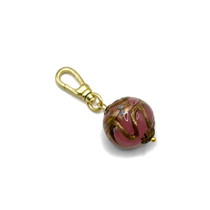 Antique Rose Murano Glass with Shimmering Copper and Rosettes Charm