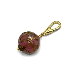Antique Rose Murano Glass with Shimmering Copper and Rosettes Charm