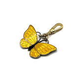 Vintage 1940's Danish Modern Sterling Silver Yellow Cloisonné Enamel Butterfly Charm
